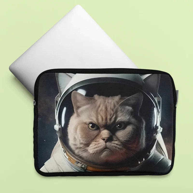 Angry Cat in Space Suit Laptop Sleeve