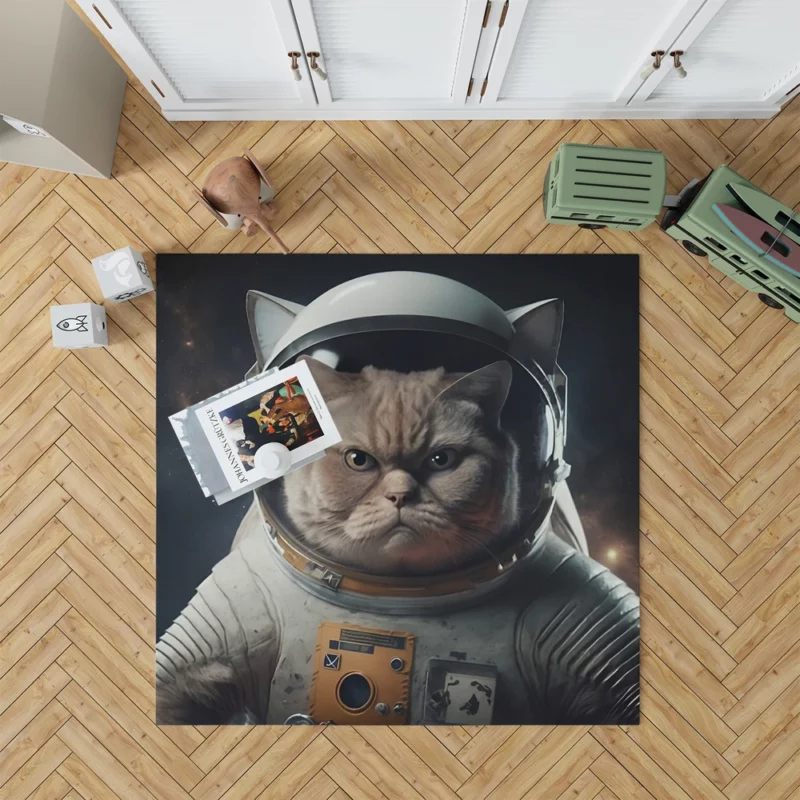 Angry Cat in Space Suit Rug