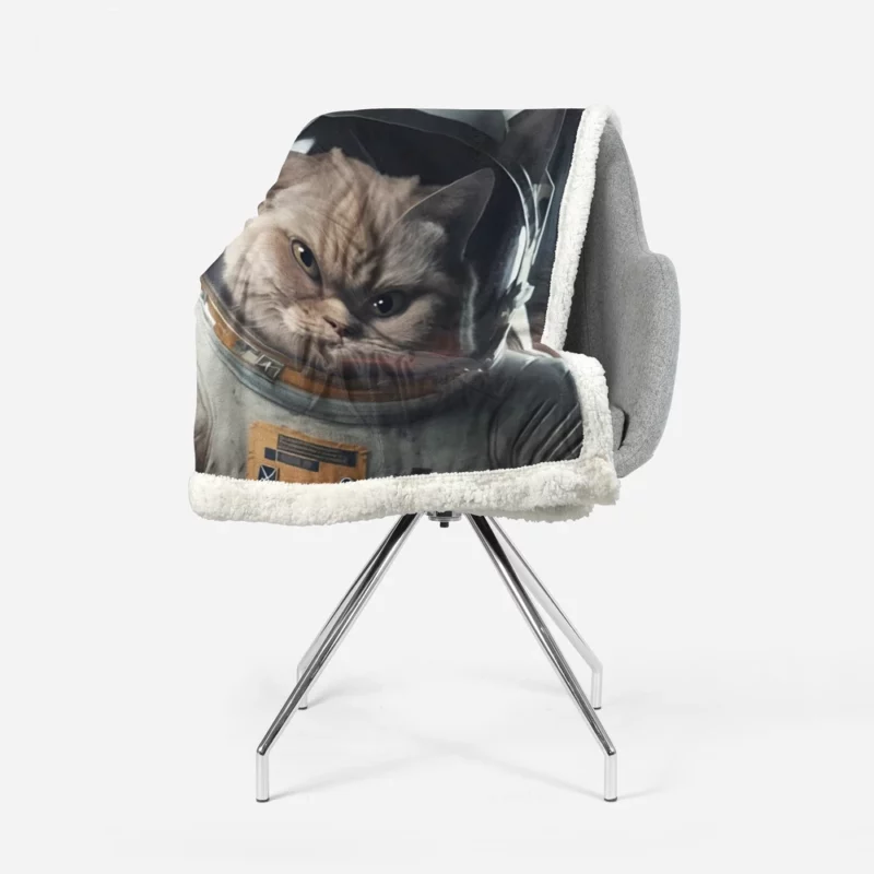 Angry Cat in Space Suit Sherpa Fleece Blanket 1