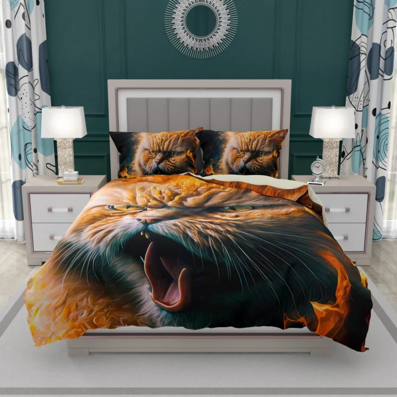 Angry Orange Cat Bedding Set 1