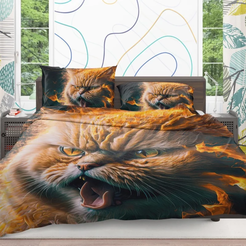 Angry Orange Cat Bedding Set