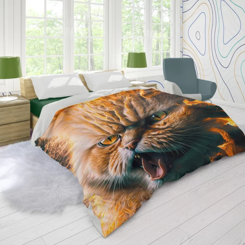 Angry Orange Cat Duvet Cover