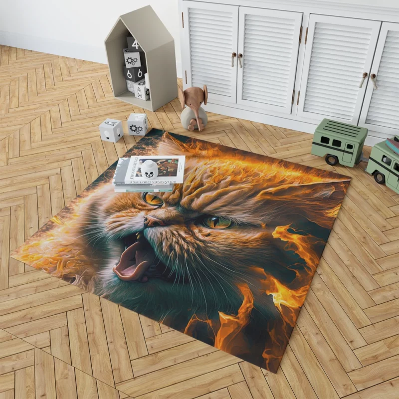 Angry Orange Cat Rug 1