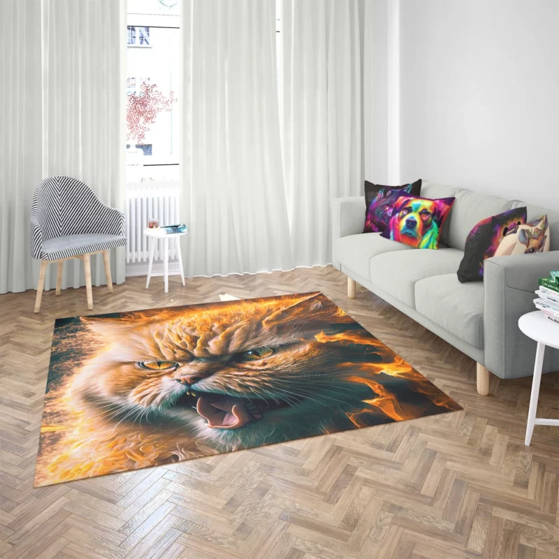 Angry Orange Cat Rug 2