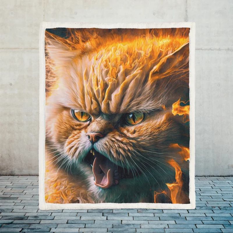 Angry Orange Cat Sherpa Fleece Blanket