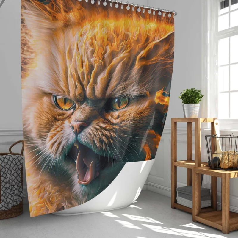 Angry Orange Cat Shower Curtain