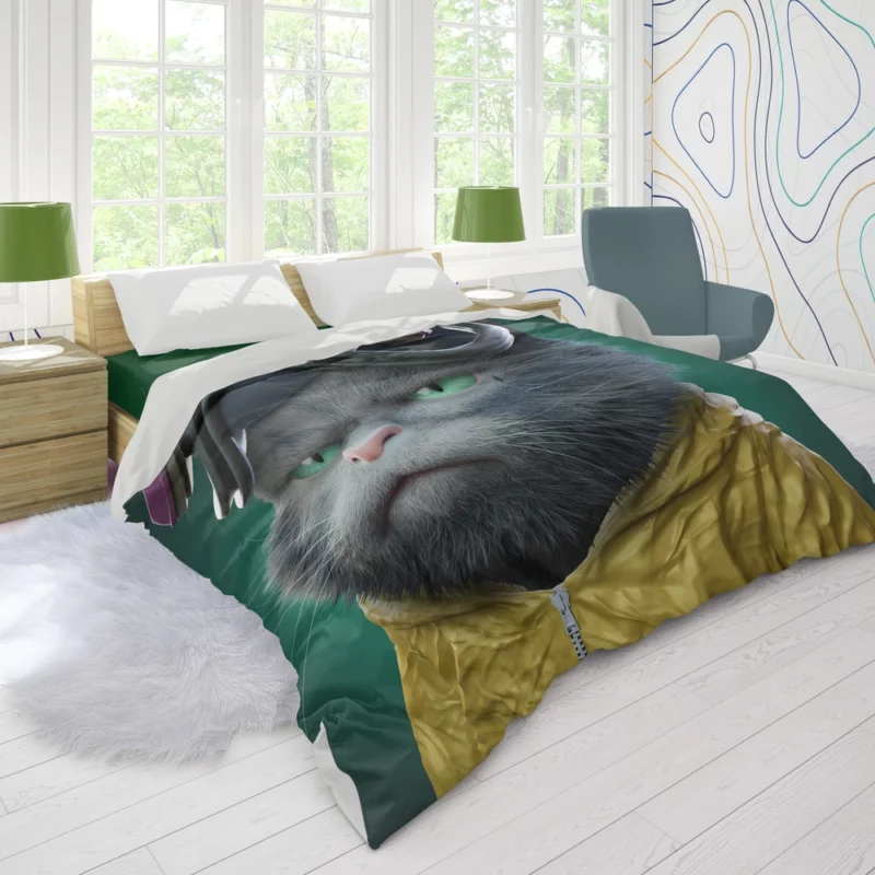 Angry Pilot Cat Figure Duvet Cover