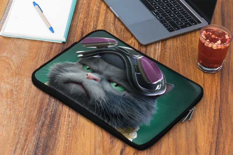 Angry Pilot Cat Figure Laptop Sleeve 2