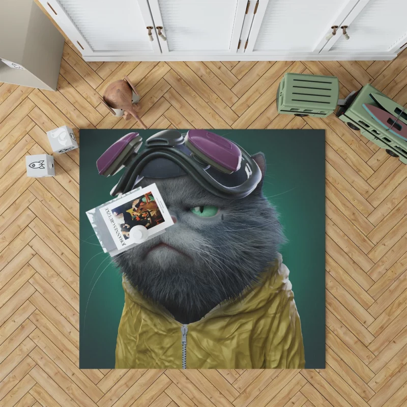 Angry Pilot Cat Figure Rug