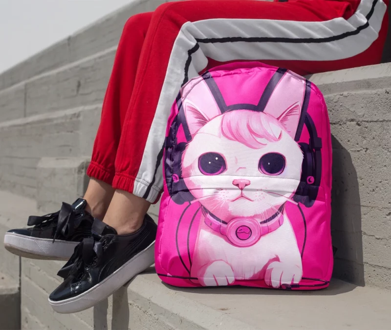 Anime Cat Wearing Earphones Backpack 1