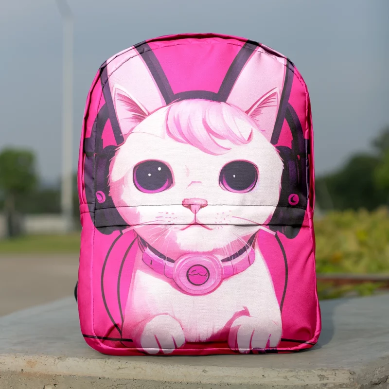 Anime Cat Wearing Earphones Backpack