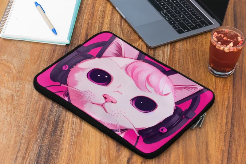 Anime Cat Wearing Earphones Laptop Sleeve 2