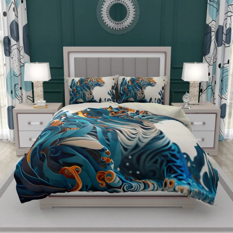 Artistic Quilled Tiger Bedding Set 1