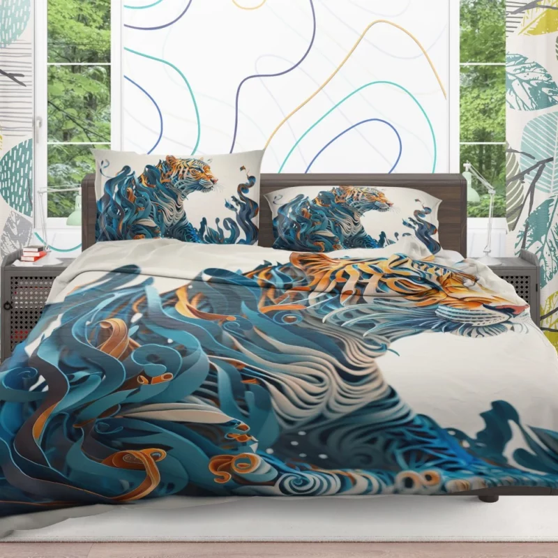 Artistic Quilled Tiger Bedding Set