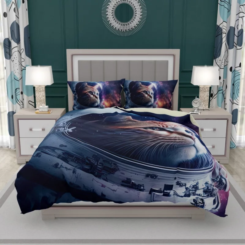 Astronaut Cat in Surreal Artwork Bedding Set 1