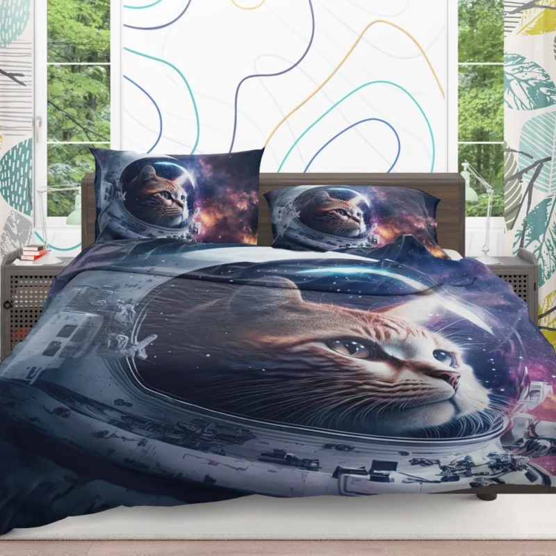 Astronaut Cat in Surreal Artwork Bedding Set