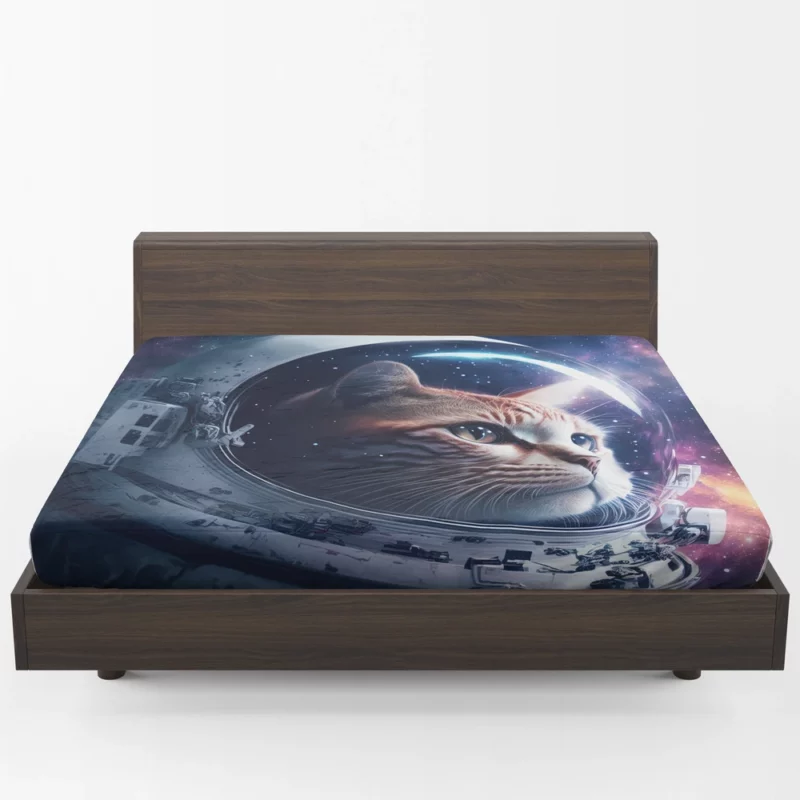 Astronaut Cat in Surreal Artwork Fitted Sheet 1