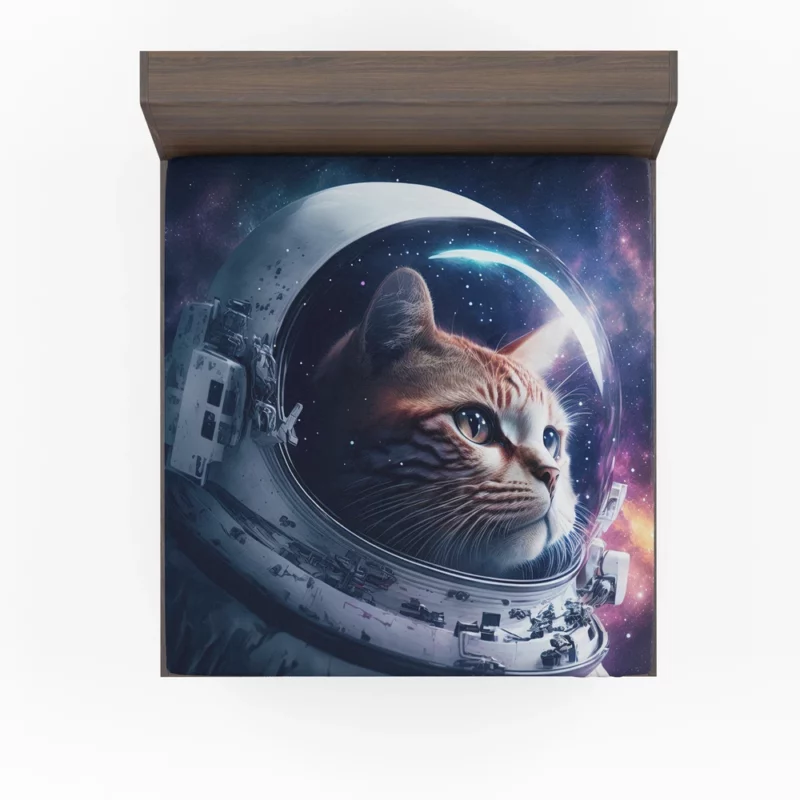 Astronaut Cat in Surreal Artwork Fitted Sheet