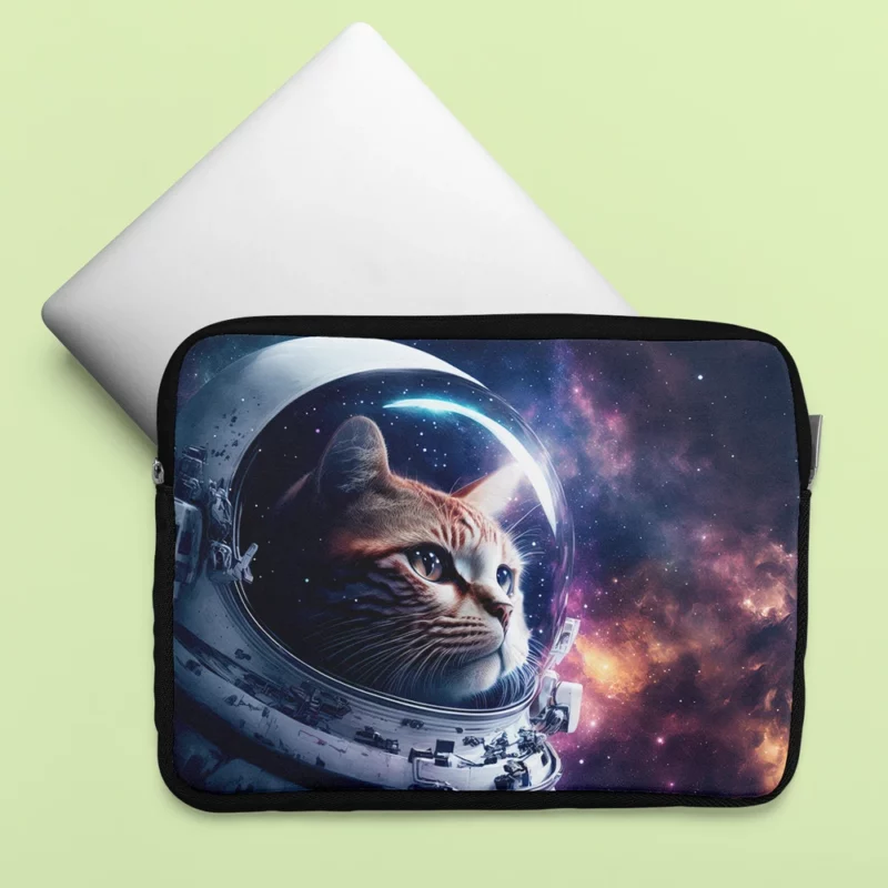 Astronaut Cat in Surreal Artwork Laptop Sleeve