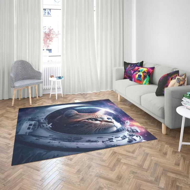 Astronaut Cat in Surreal Artwork Rug 2