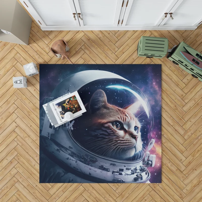 Astronaut Cat in Surreal Artwork Rug