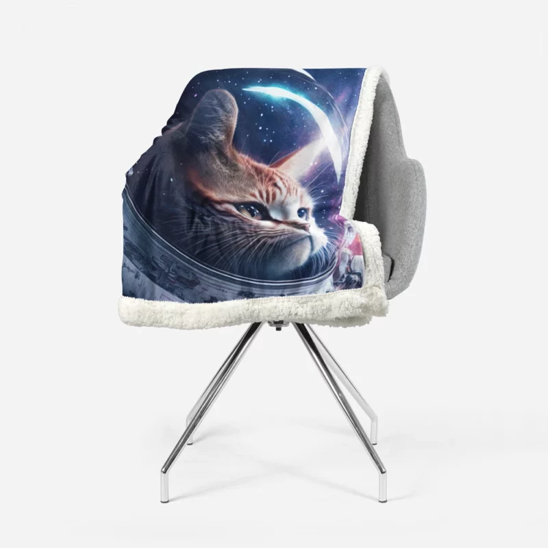 Astronaut Cat in Surreal Artwork Sherpa Fleece Blanket 1