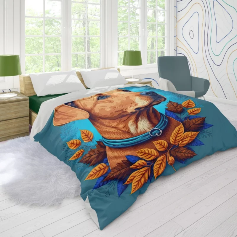 Autumn Dog Garland Duvet Cover