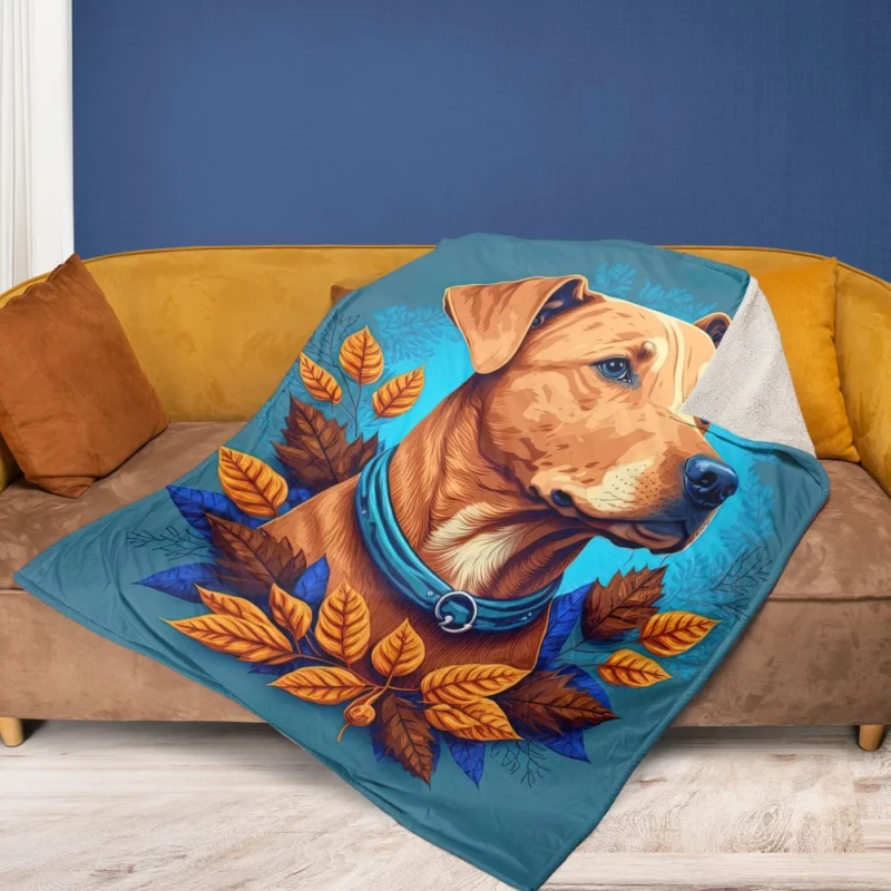 Autumn Dog Garland Fleece Blanket 1