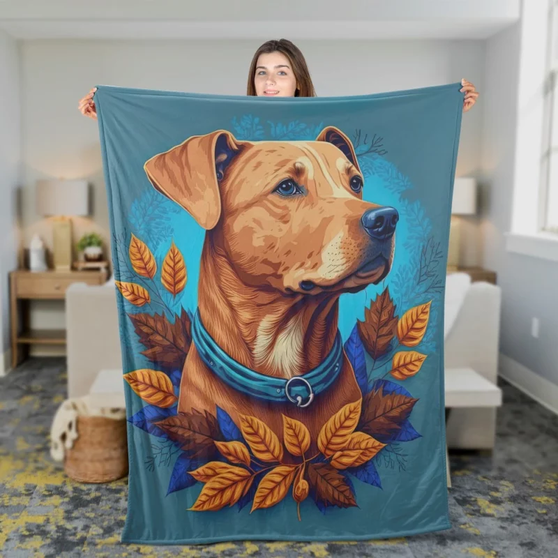 Autumn Dog Garland Fleece Blanket 2