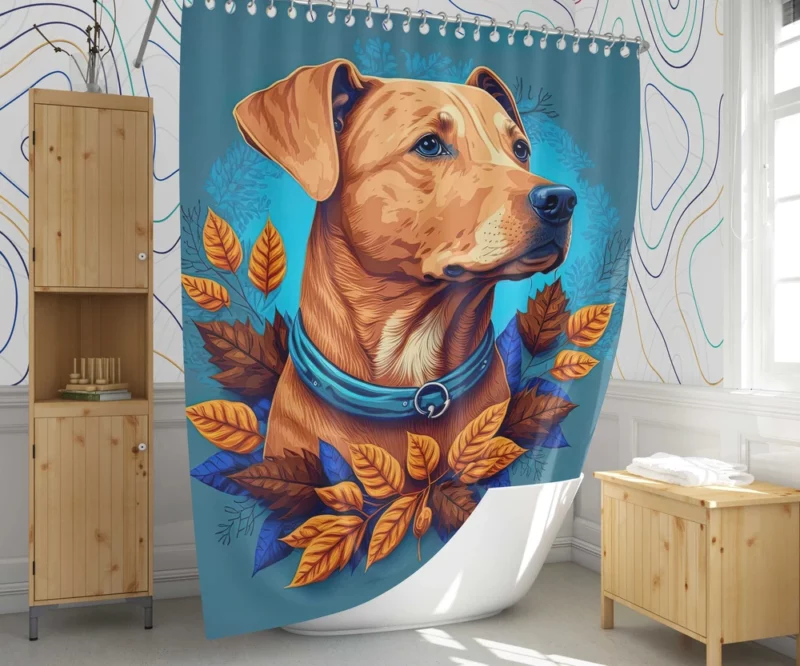 Autumn Dog Garland Shower Curtain 1