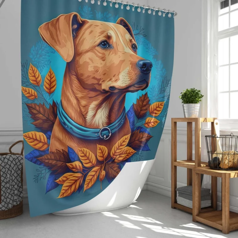 Autumn Dog Garland Shower Curtain