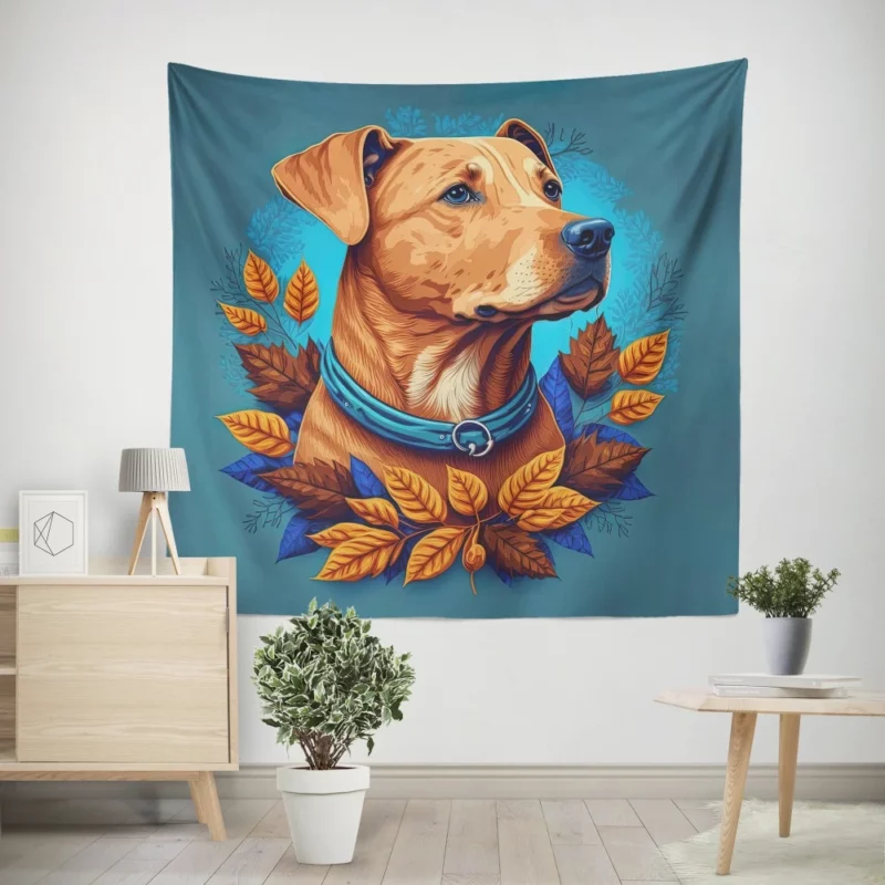 Autumn Dog Garland Wall Tapestry