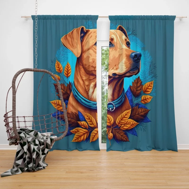 Autumn Dog Garland Window Curtain