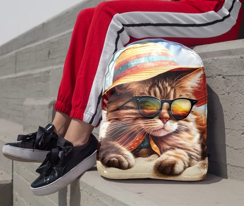 Beach Cat Relaxing with Sunglasses Backpack 1