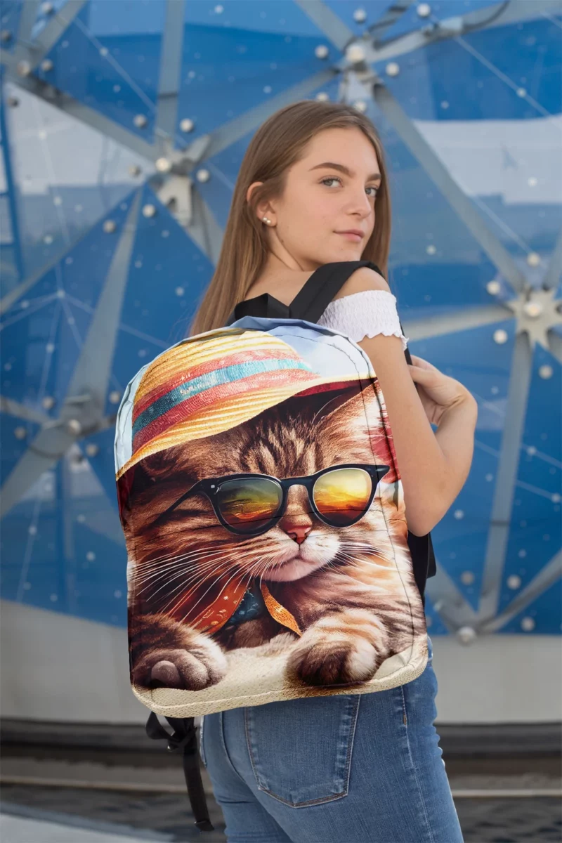 Beach Cat Relaxing with Sunglasses Backpack 2