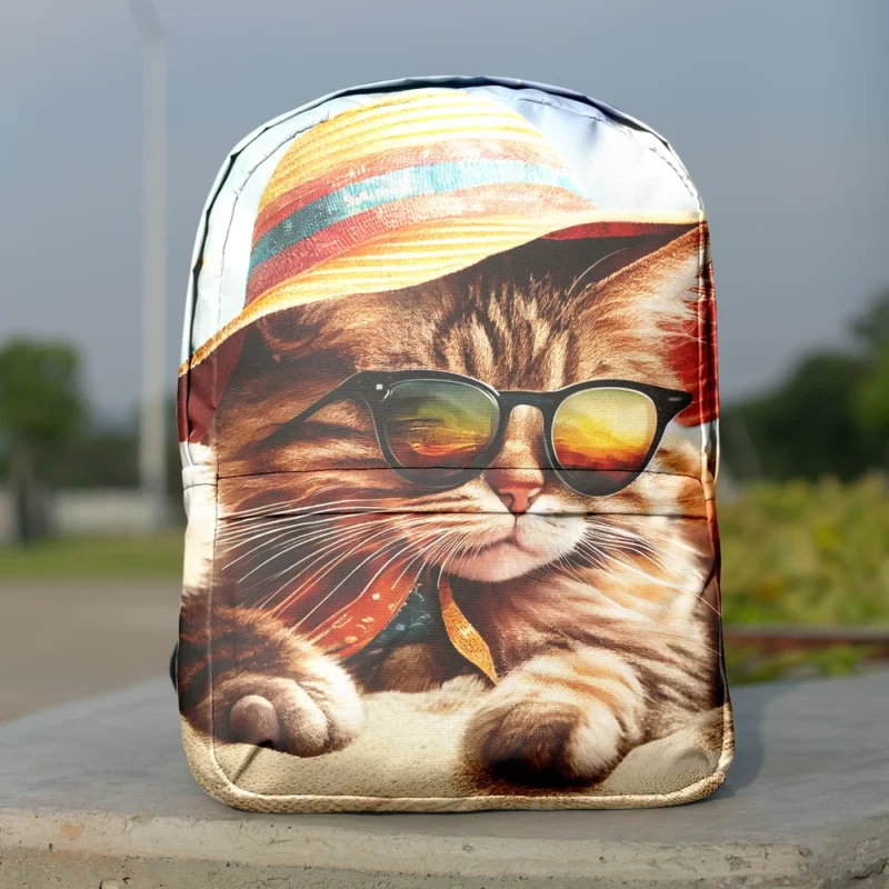 Beach Cat Relaxing with Sunglasses Backpack