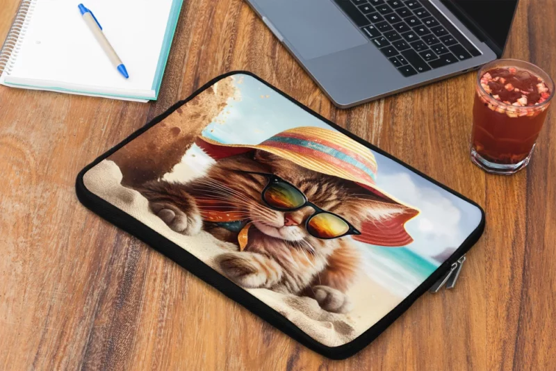 Beach Cat Relaxing with Sunglasses Laptop Sleeve 2