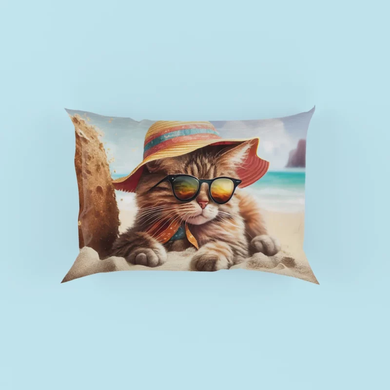 Beach Cat Relaxing with Sunglasses Pillow Cases