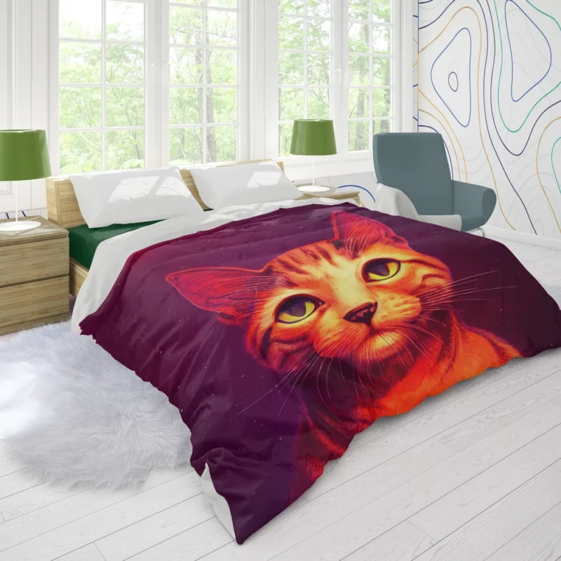 Beautiful Cat Portrait in Watercolor Duvet Cover