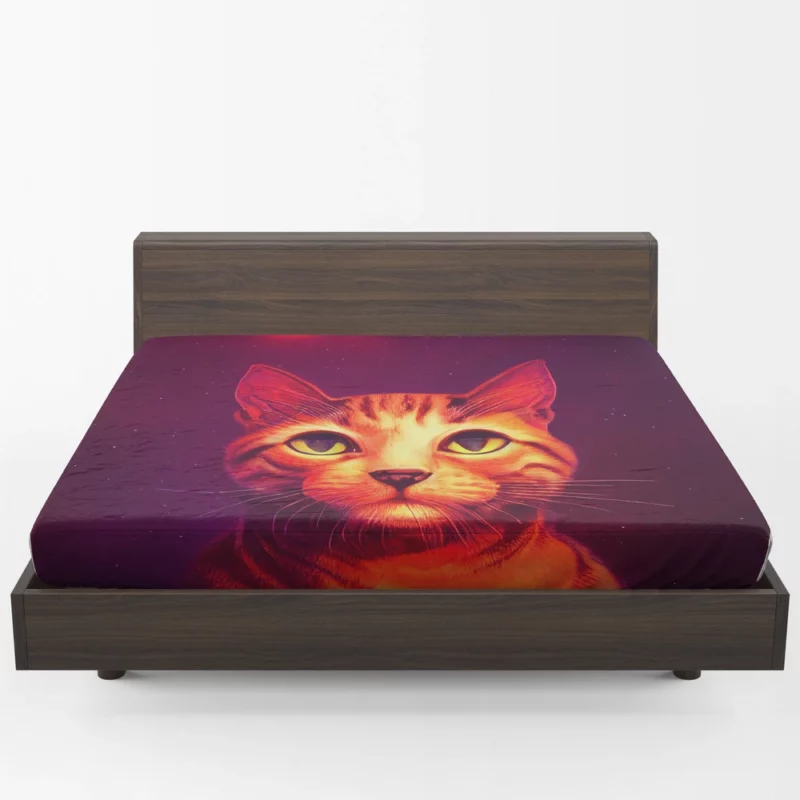 Beautiful Cat Portrait in Watercolor Fitted Sheet 1