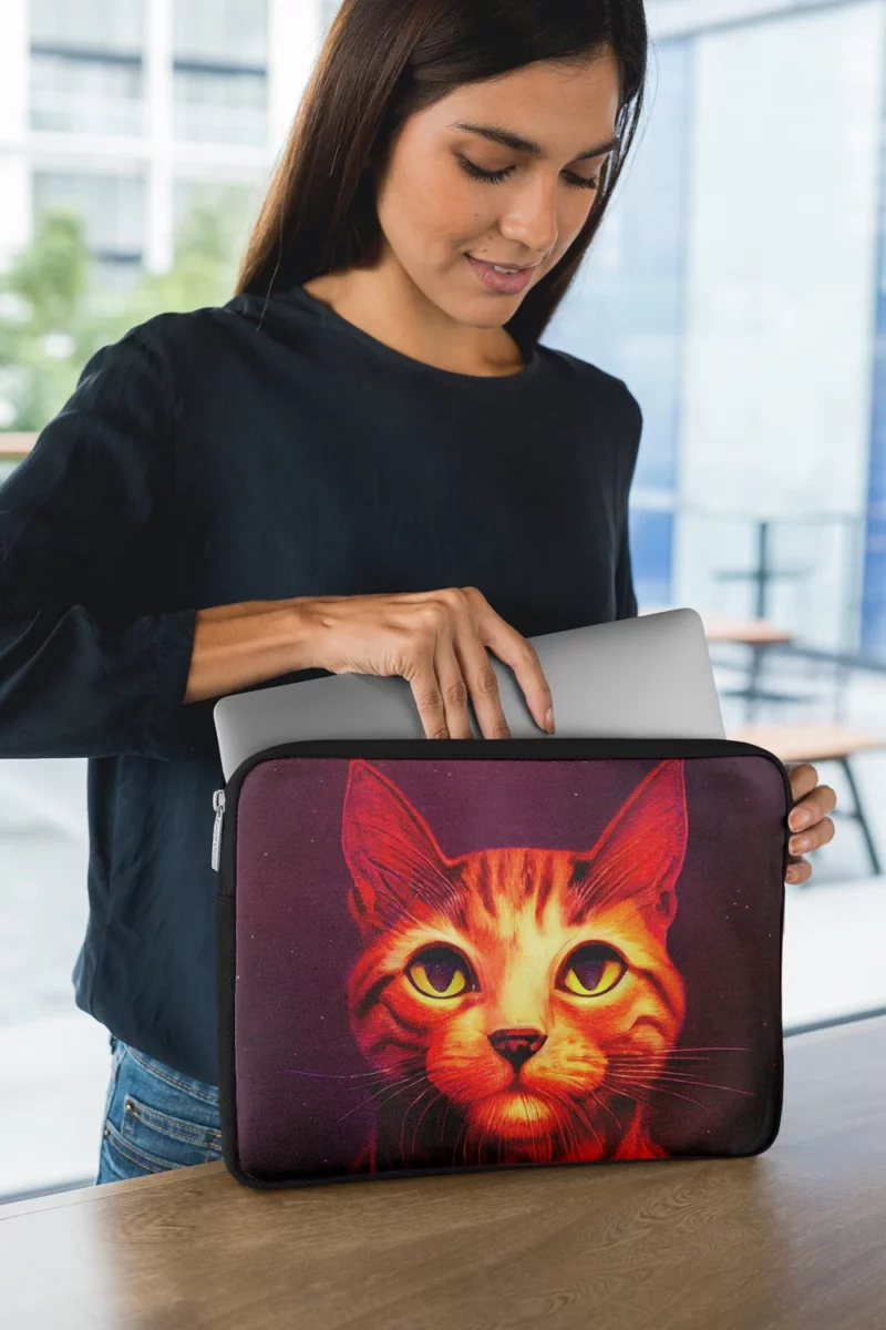 Beautiful Cat Portrait in Watercolor Laptop Sleeve 1