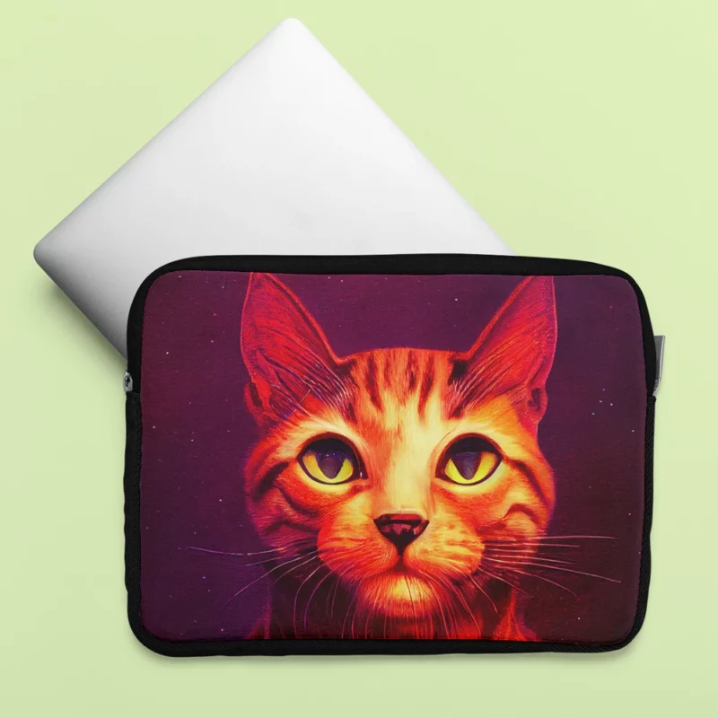 Beautiful Cat Portrait in Watercolor Laptop Sleeve