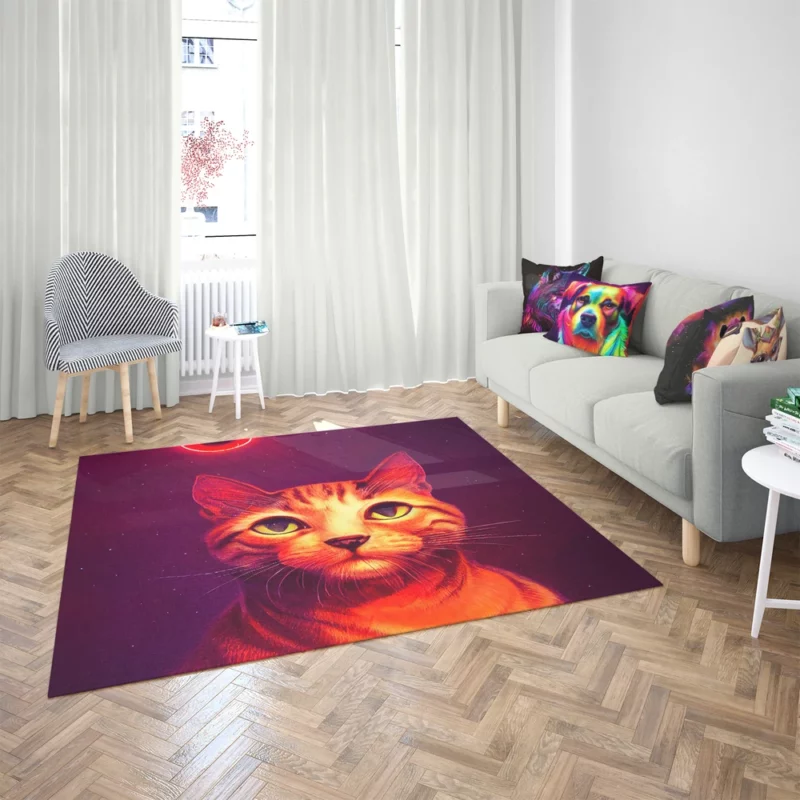 Beautiful Cat Portrait in Watercolor Rug 2