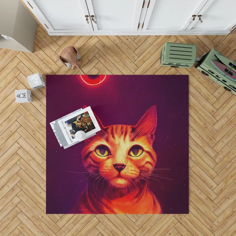 Beautiful Cat Portrait in Watercolor Rug