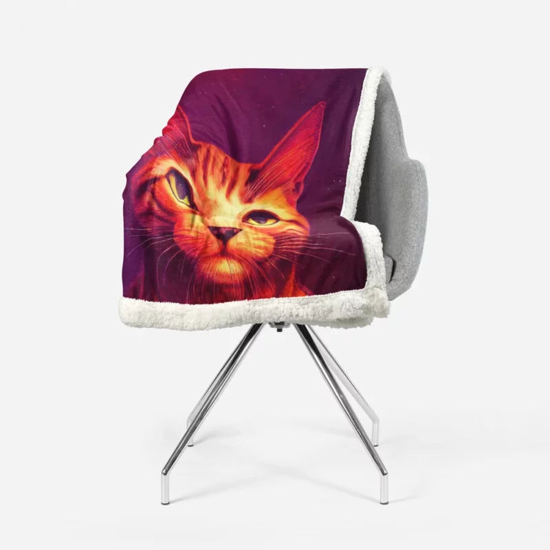 Beautiful Cat Portrait in Watercolor Sherpa Fleece Blanket 1