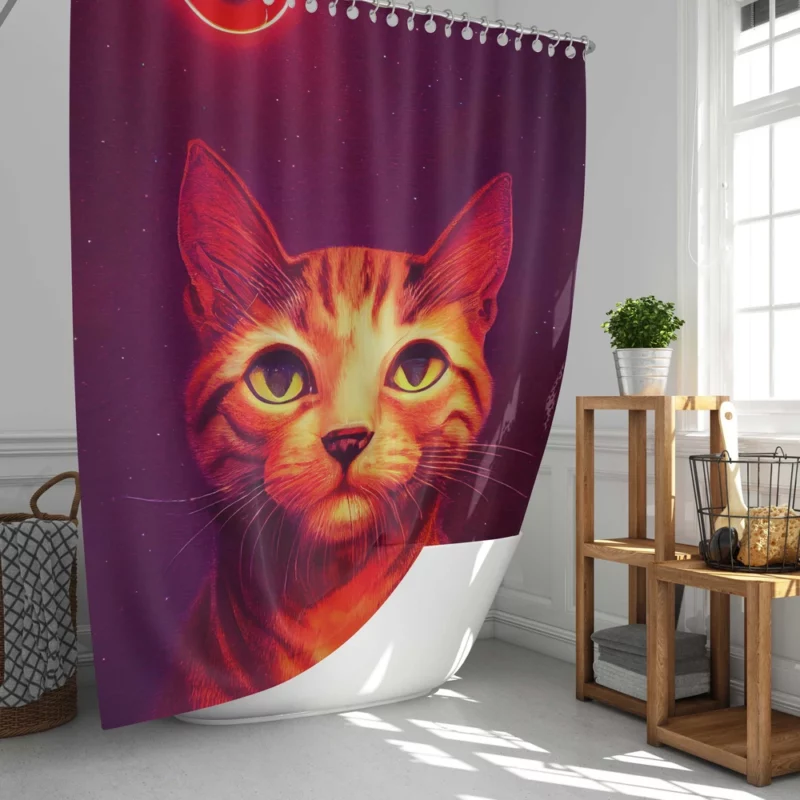 Beautiful Cat Portrait in Watercolor Shower Curtain