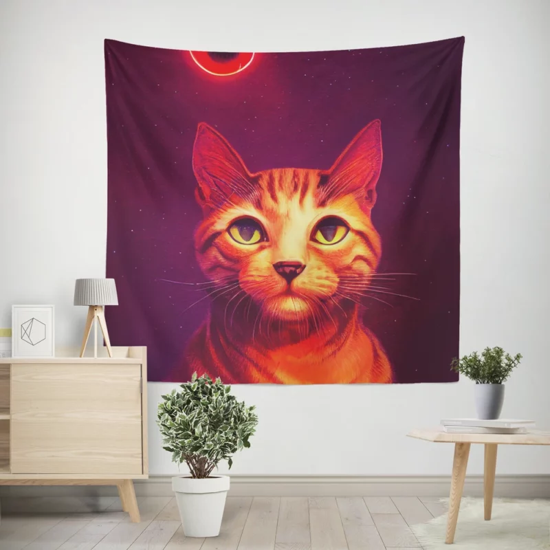 Beautiful Cat Portrait in Watercolor Wall Tapestry