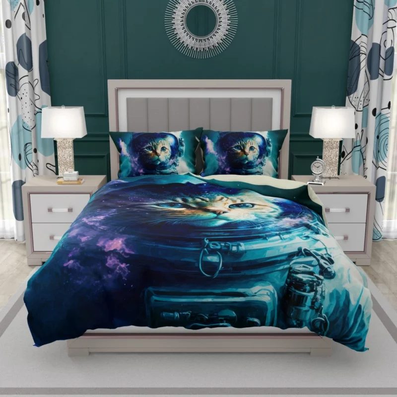 Beautiful Cat's First Space Trip Bedding Set 1