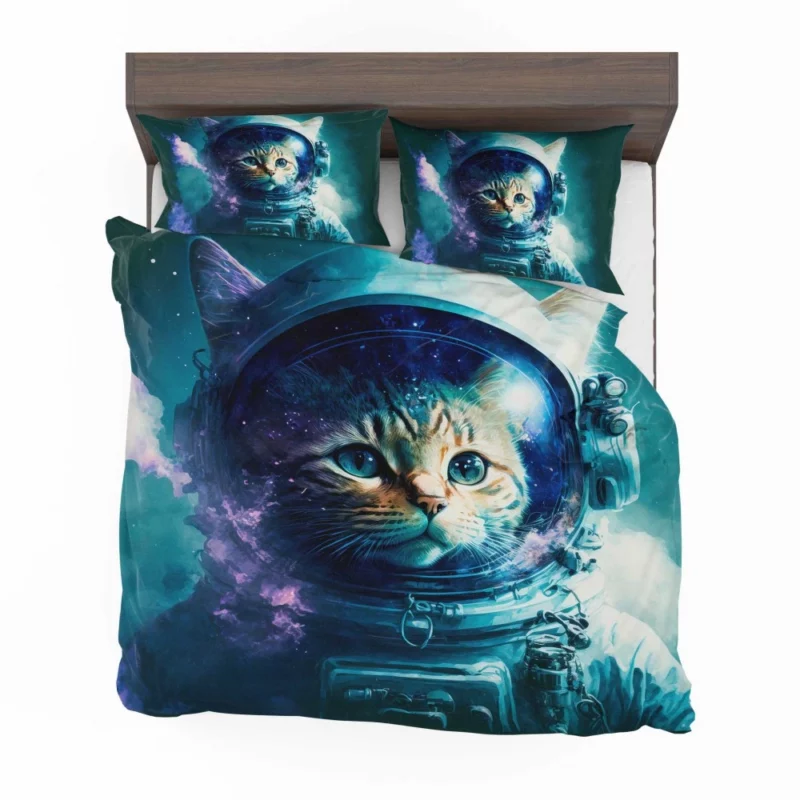 Beautiful Cat's First Space Trip Bedding Set 2