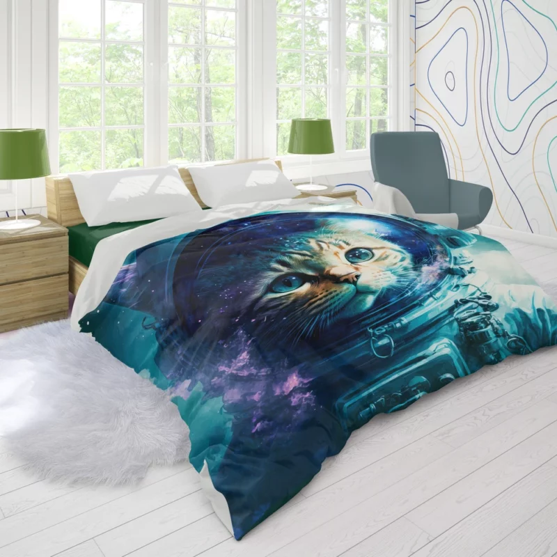 Beautiful Cat's First Space Trip Duvet Cover